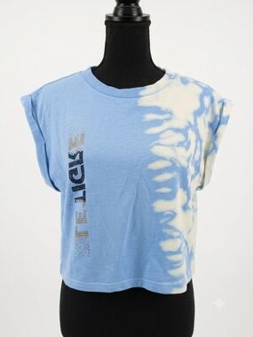 Le Tigre Light Blue & White Tie-Dye Crop Top